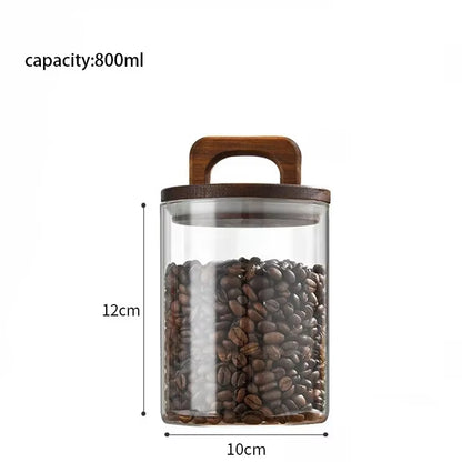 SealNest™ Glass Storage Jar with Wooden Lid – Airtight Kitchen Canister for Coffee, Tea, Spices & More